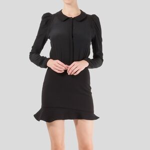 Maje Long Sleeve Silk Top Mini Dress